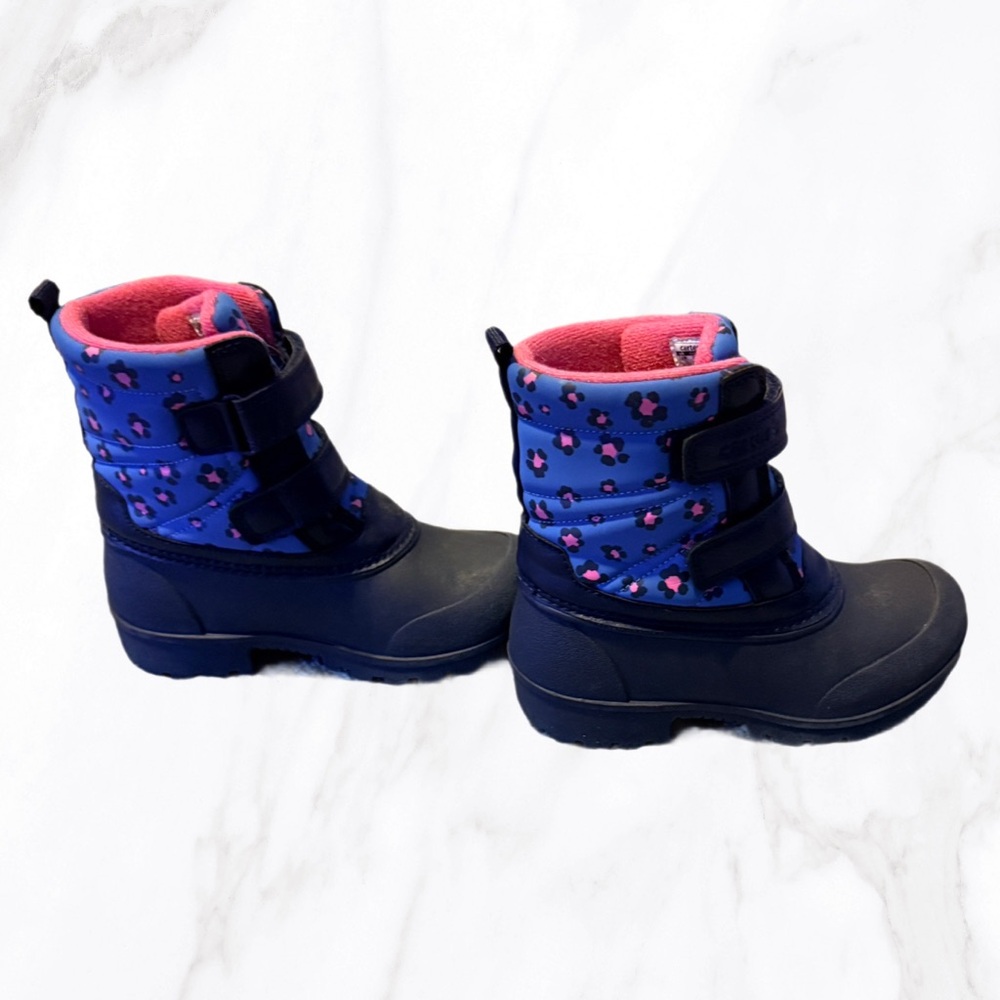 Girl’s Carter’s Pink & Blue Leopard‎ Deltha Velcro Snow Boots, Size 13 - Picture 2 of 8